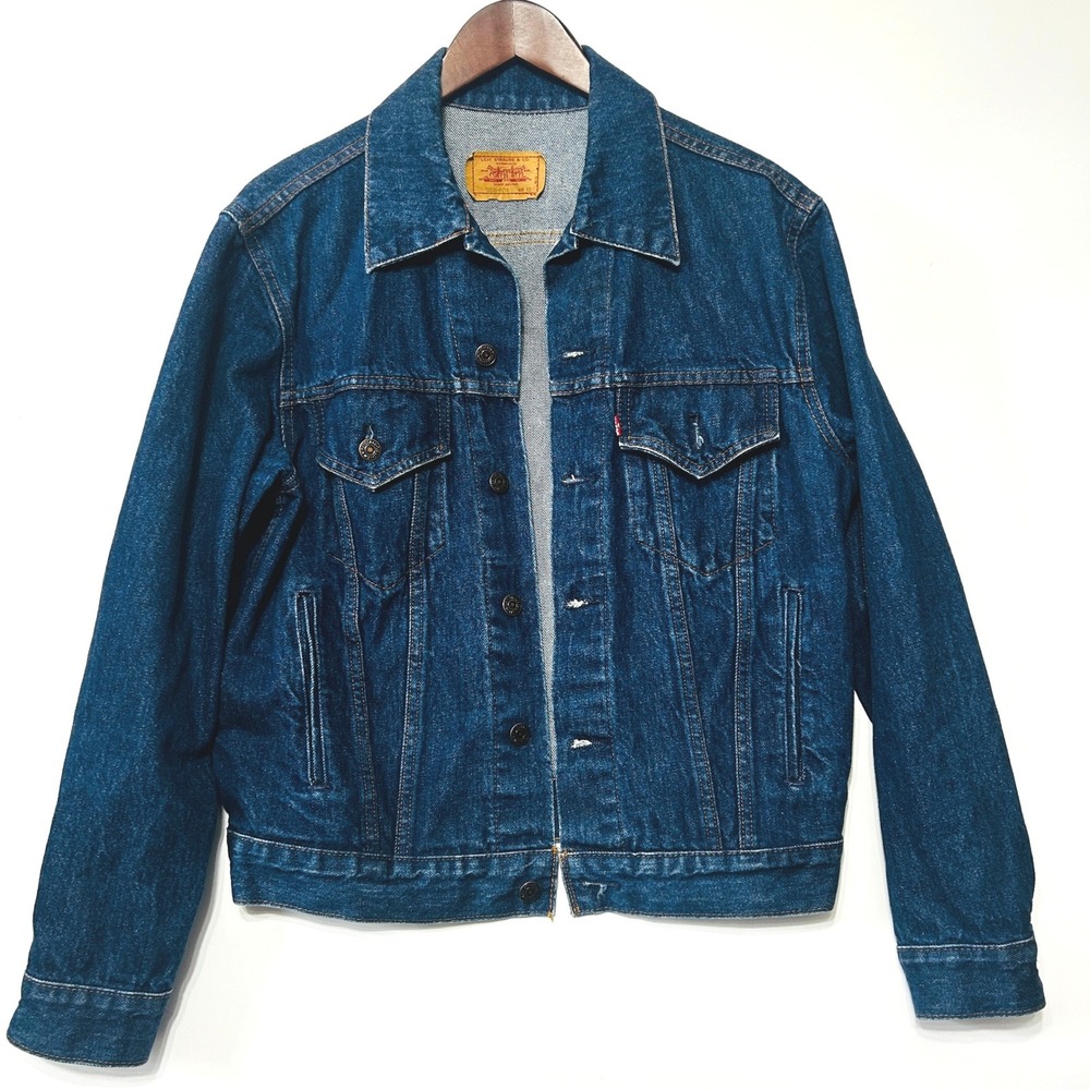 Vintage Levis Denim Trucker Jacket Mens 42 Blue 4-Pocket Made in USA 70506-0216